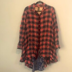 Plaid Button-Up Women Top